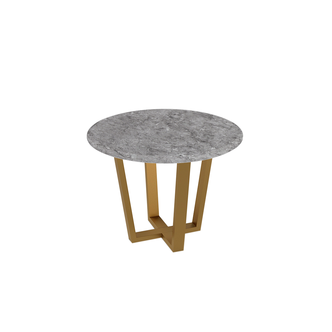 Round Marble Dining Table Ø1.0m (4-seater) | Gold Metal Square-Frame Base