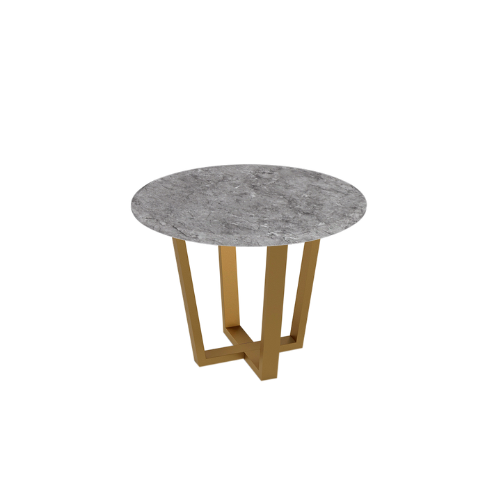 Round Marble Dining Table Ø1.0m (4-seater) | Gold Metal Square-Frame Base