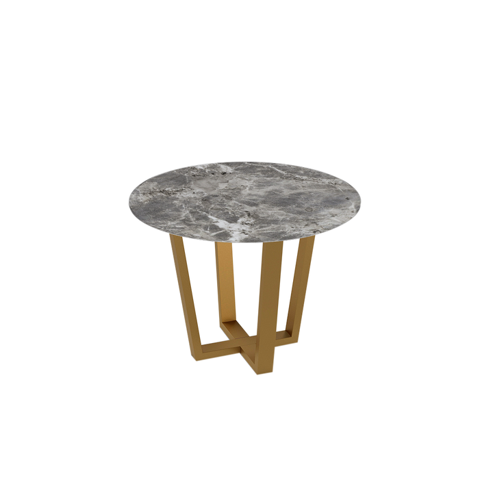 Round Marble Dining Table Ø1.0m (4-seater) | Gold Metal Square-Frame Base