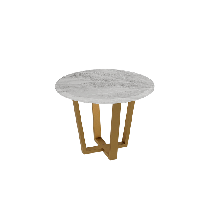 Round Marble Dining Table Ø1.0m (4-seater) | Gold Metal Square-Frame Base