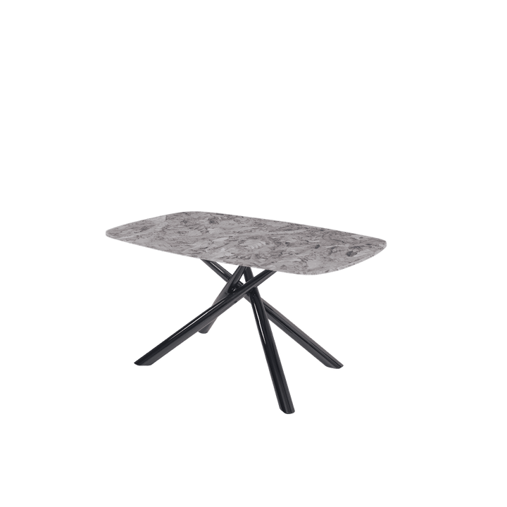 Rectangular Marble Dining Table 1.5×0.9m | Black Glossy Spider Base