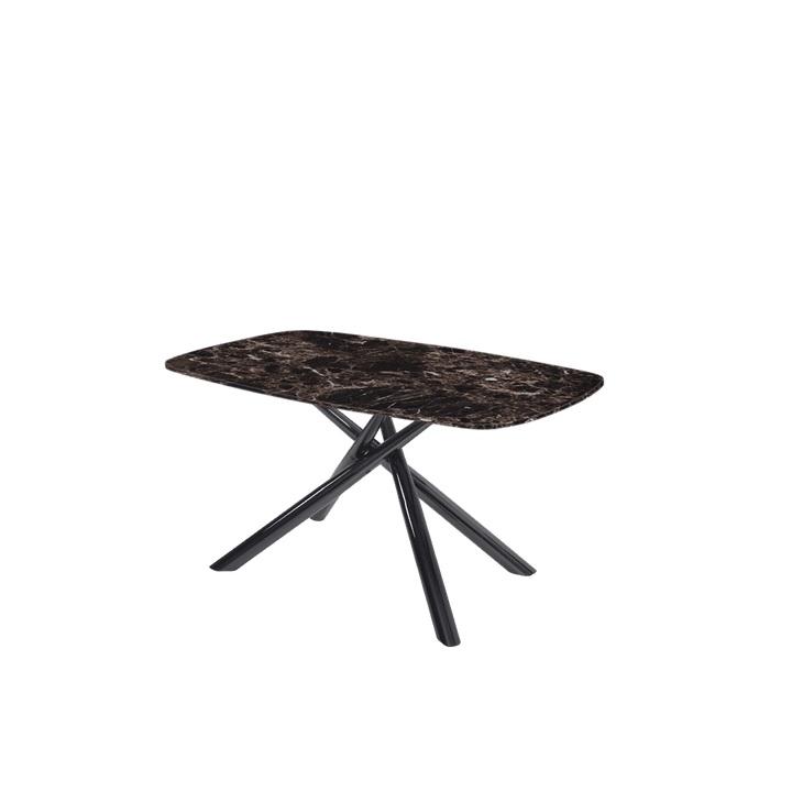 Rectangular Marble Dining Table 1.5×0.9m | Black Glossy Spider Base
