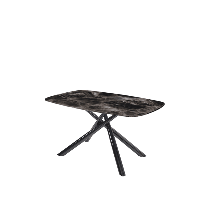 Rectangular Marble Dining Table 1.5×0.9m | Black Glossy Spider Base