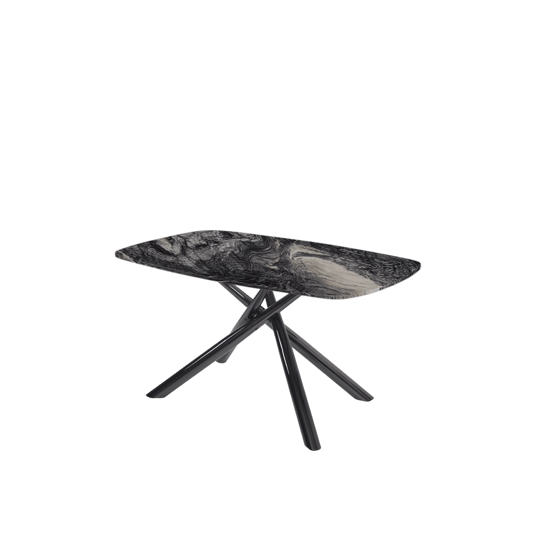 Rectangular Marble Dining Table 1.5×0.9m | Black Glossy Spider Base