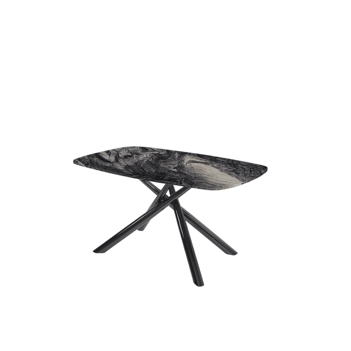 Rectangular Marble Dining Table 1.5×0.9m | Black Glossy Spider Base