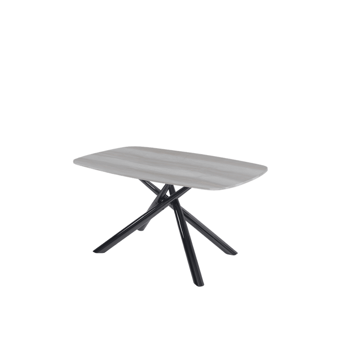Rectangular Marble Dining Table 1.5×0.9m | Black Glossy Spider Base