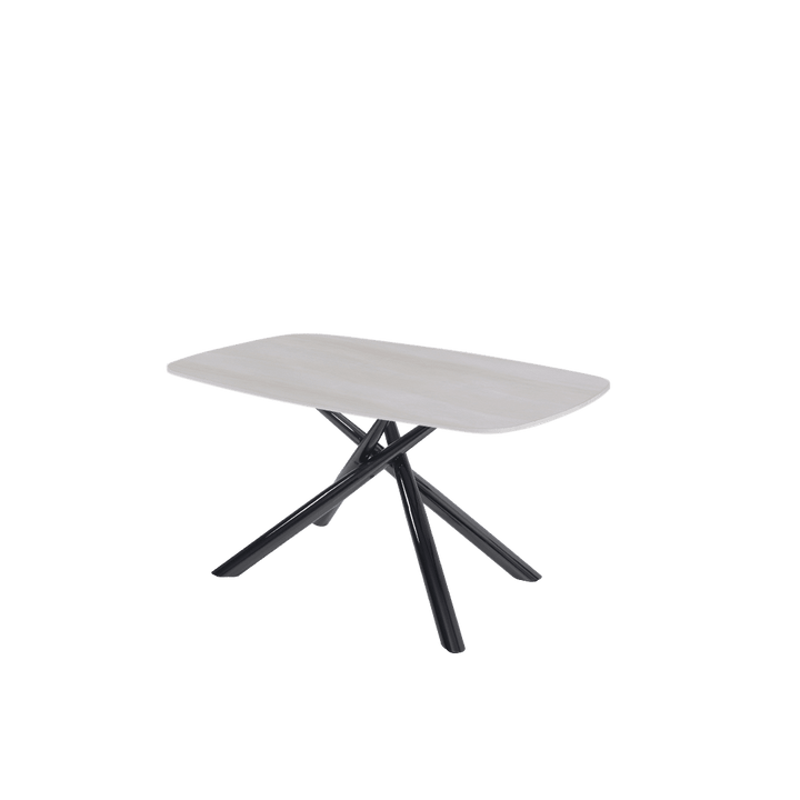 Rectangular Marble Dining Table 1.5×0.9m | Black Glossy Spider Base
