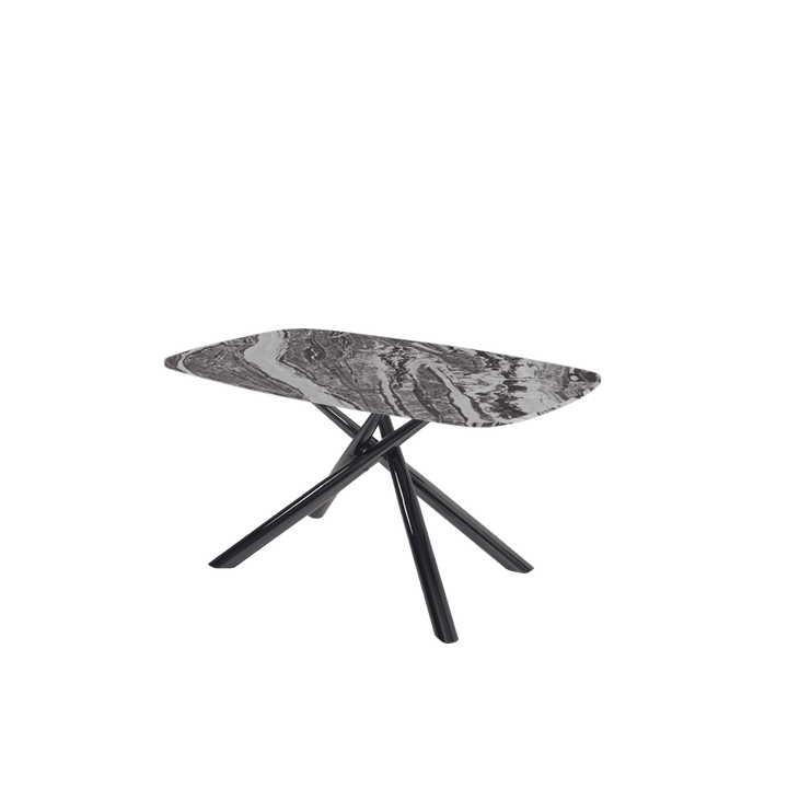 Rectangular Marble Dining Table 1.5×0.9m | Black Glossy Spider Base
