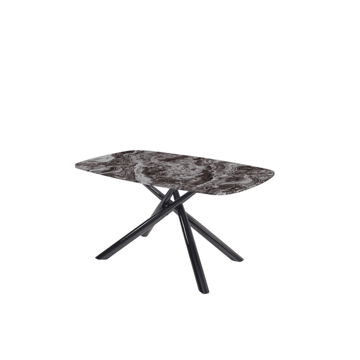 Rectangular Marble Dining Table 1.5×0.9m | Black Glossy Spider Base