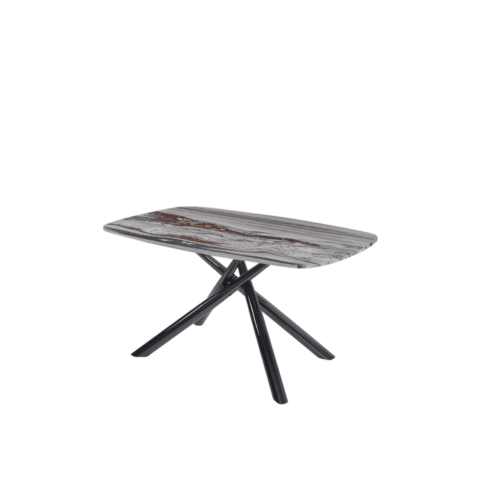 Rectangular Marble Dining Table 1.5×0.9m | Black Glossy Spider Base