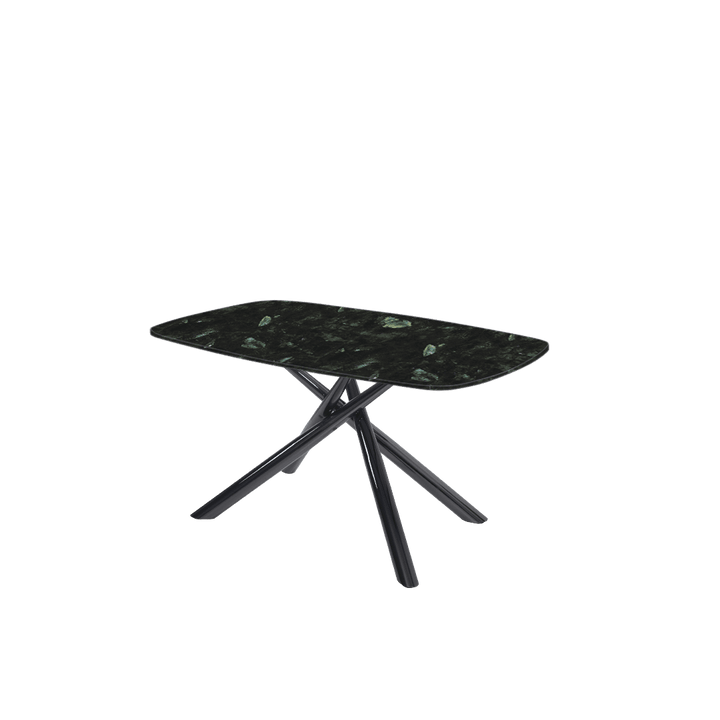 Rectangular Marble Dining Table 1.5×0.9m | Black Glossy Spider Base
