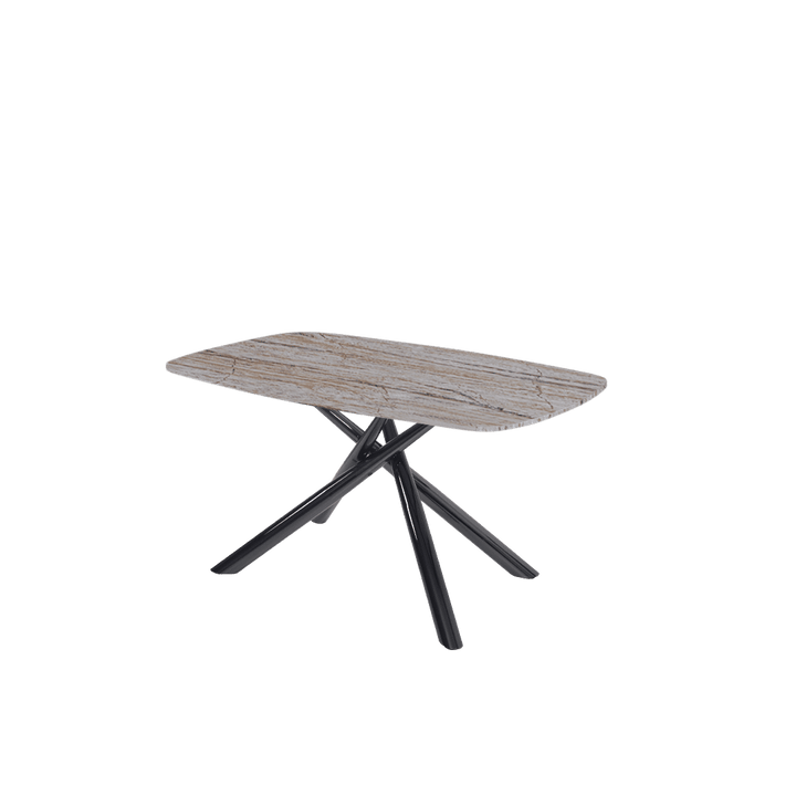Rectangular Marble Dining Table 1.5×0.9m | Black Glossy Spider Base