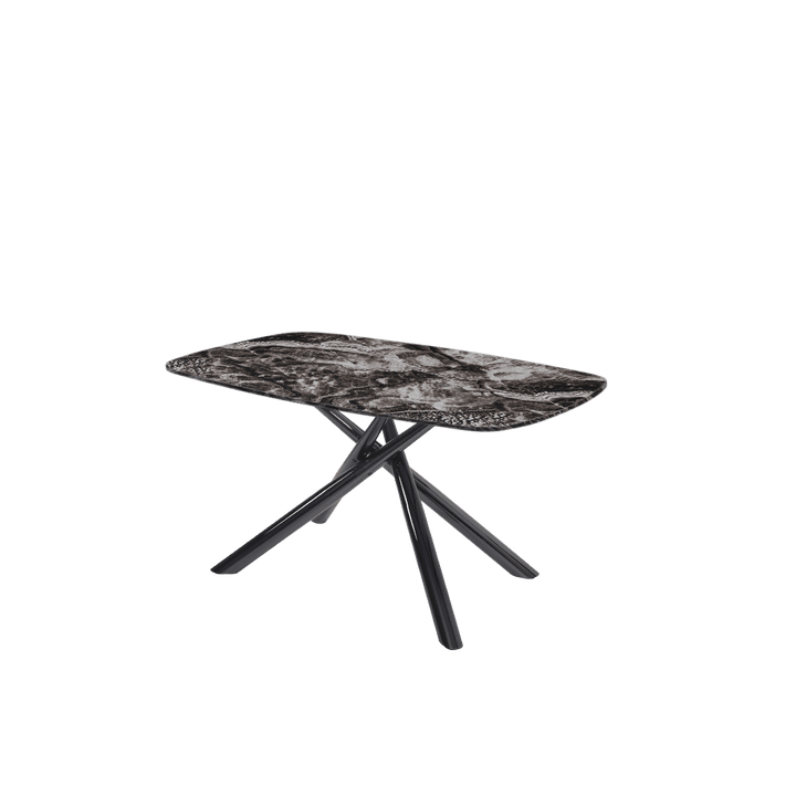 Rectangular Marble Dining Table 1.5×0.9m | Black Glossy Spider Base