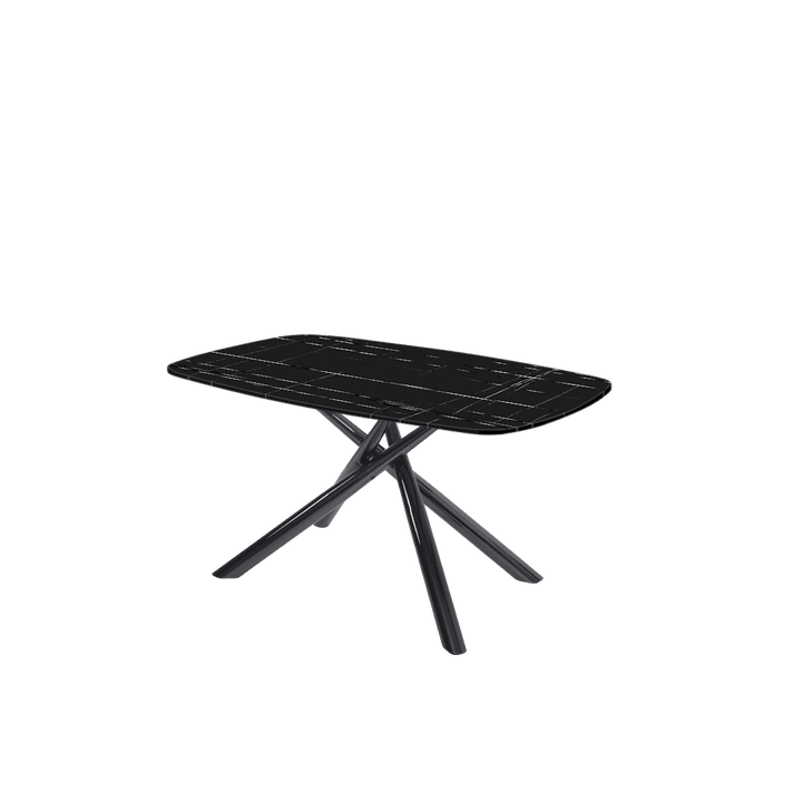 Rectangular Marble Dining Table 1.5×0.9m | Black Glossy Spider Base