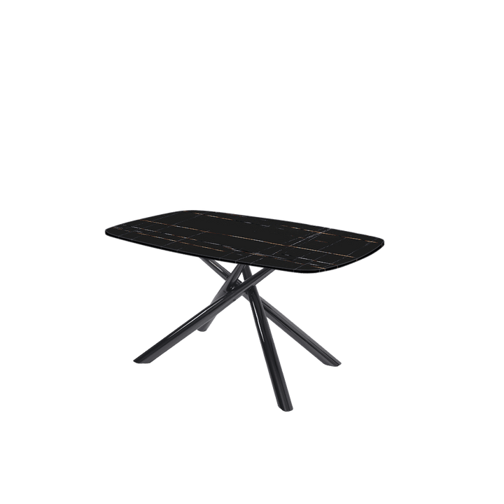 Rectangular Marble Dining Table 1.5×0.9m | Black Glossy Spider Base