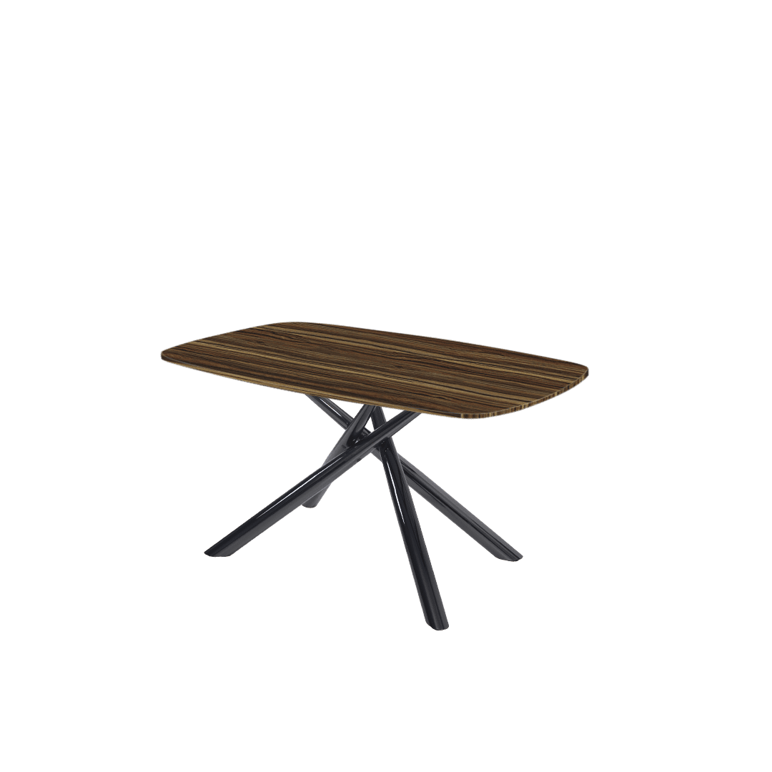 Rectangular Marble Dining Table 1.5×0.9m | Black Glossy Spider Base