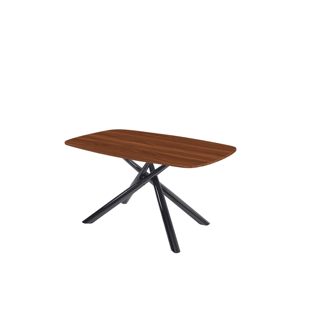 Rectangular Marble Dining Table 1.5×0.9m | Black Glossy Spider Base