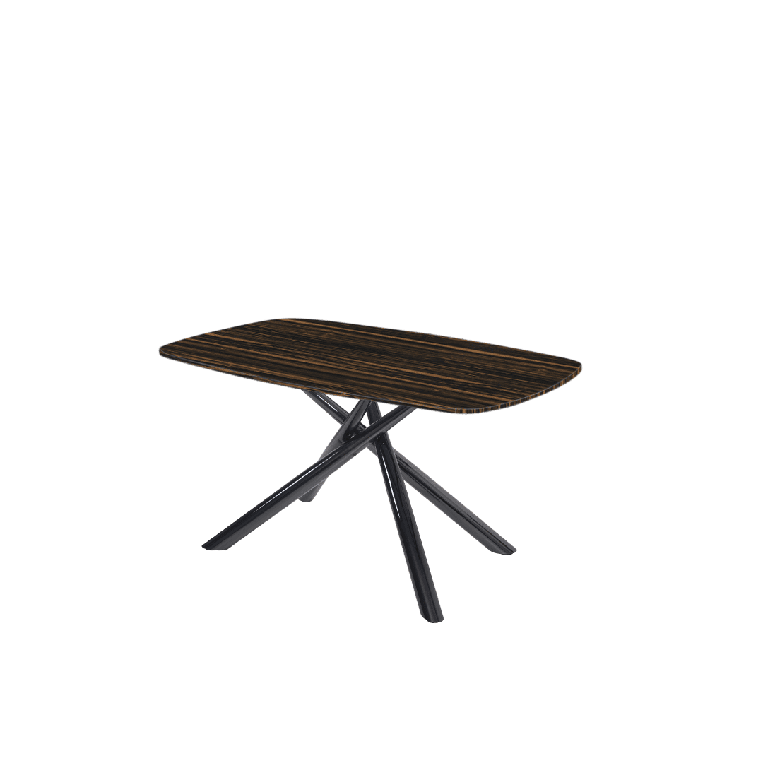Rectangular Marble Dining Table 1.5×0.9m | Black Glossy Spider Base