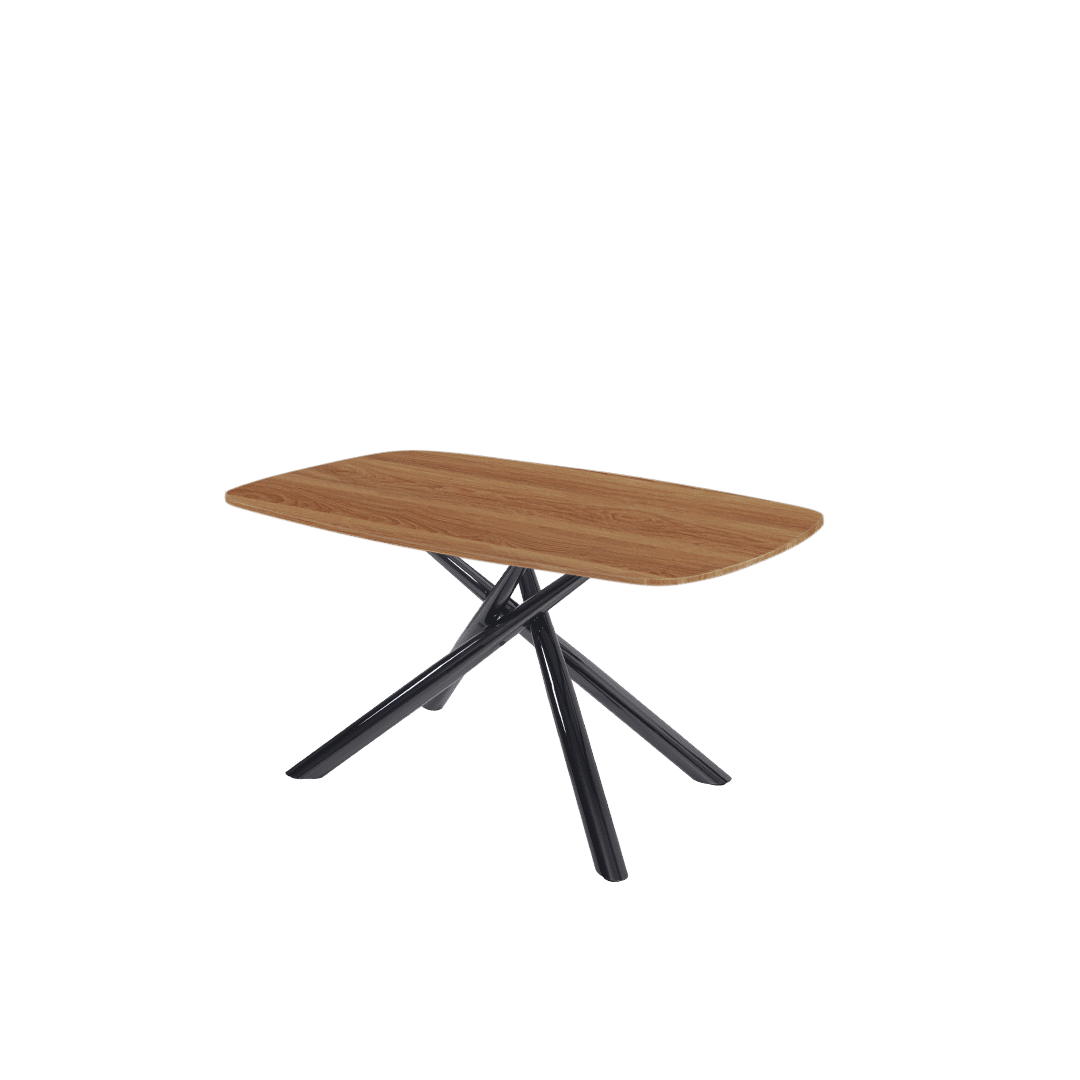 Rectangular Marble Dining Table 1.5×0.9m | Black Glossy Spider Base