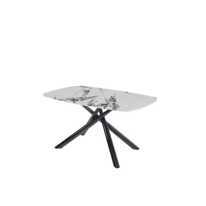 Rectangular Marble Dining Table 1.5×0.9m | Black Glossy Spider Base