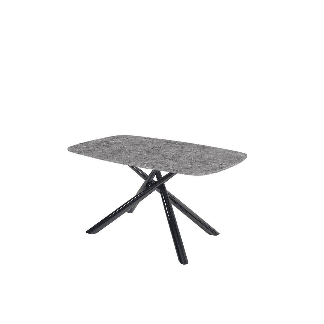 Rectangular Marble Dining Table 1.5×0.9m | Black Glossy Spider Base