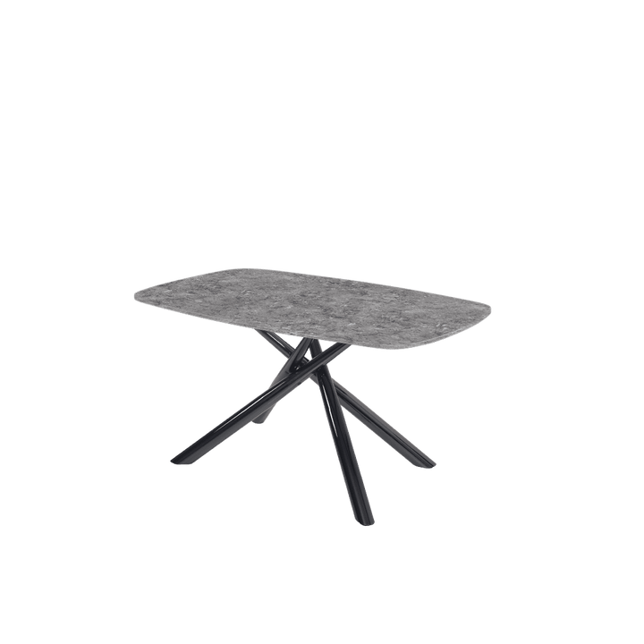 Rectangular Marble Dining Table 1.5×0.9m | Black Glossy Spider Base