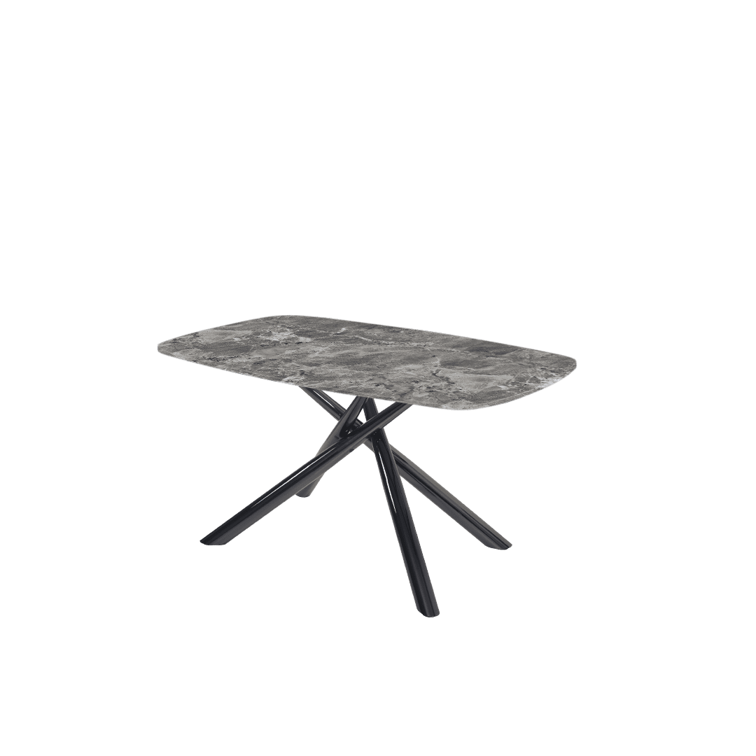 Rectangular Marble Dining Table 1.5×0.9m | Black Glossy Spider Base