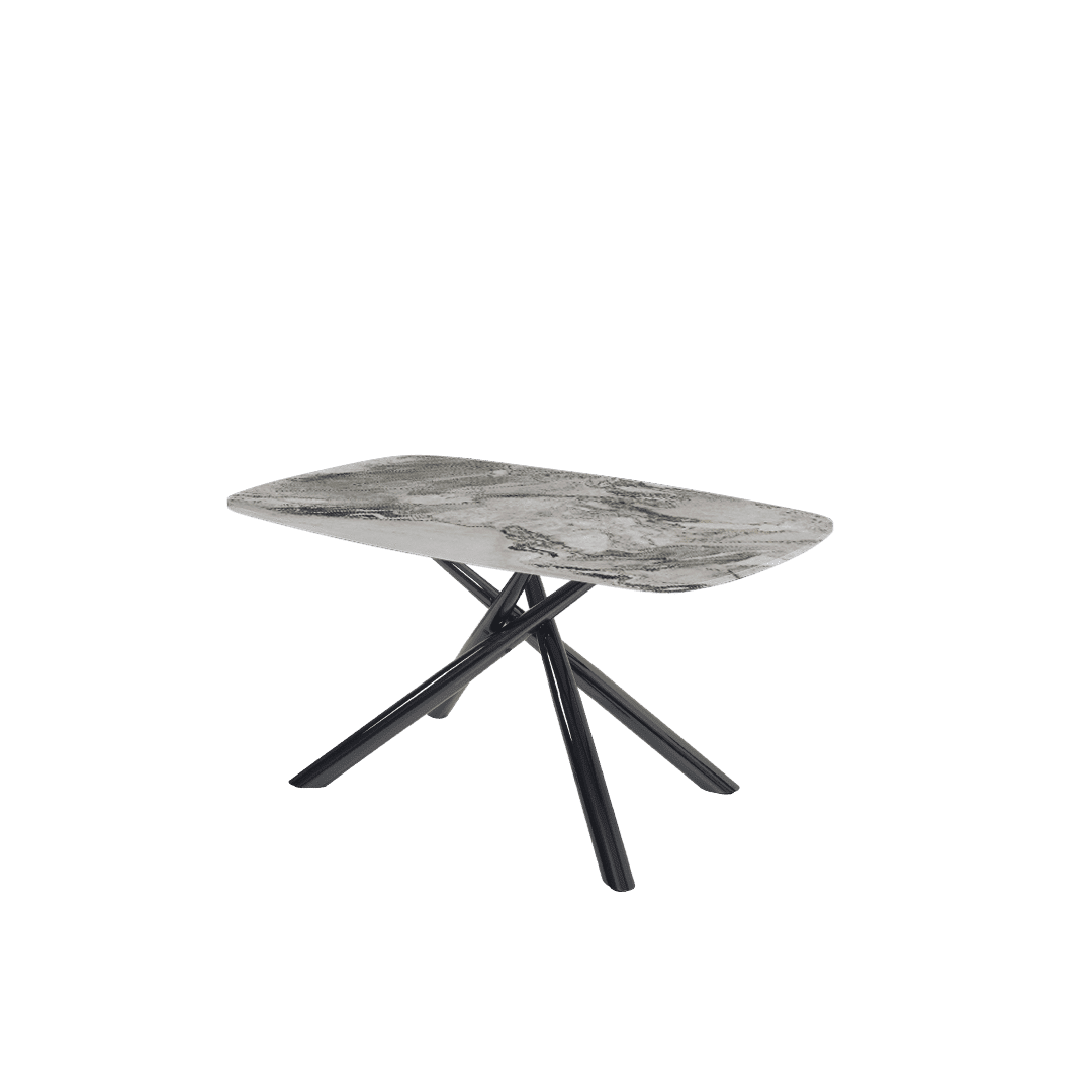 Rectangular Marble Dining Table 1.5×0.9m | Black Glossy Spider Base