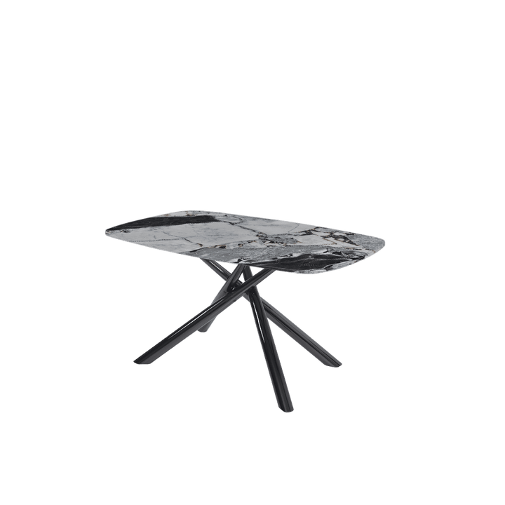Rectangular Marble Dining Table 1.5×0.9m | Black Glossy Spider Base