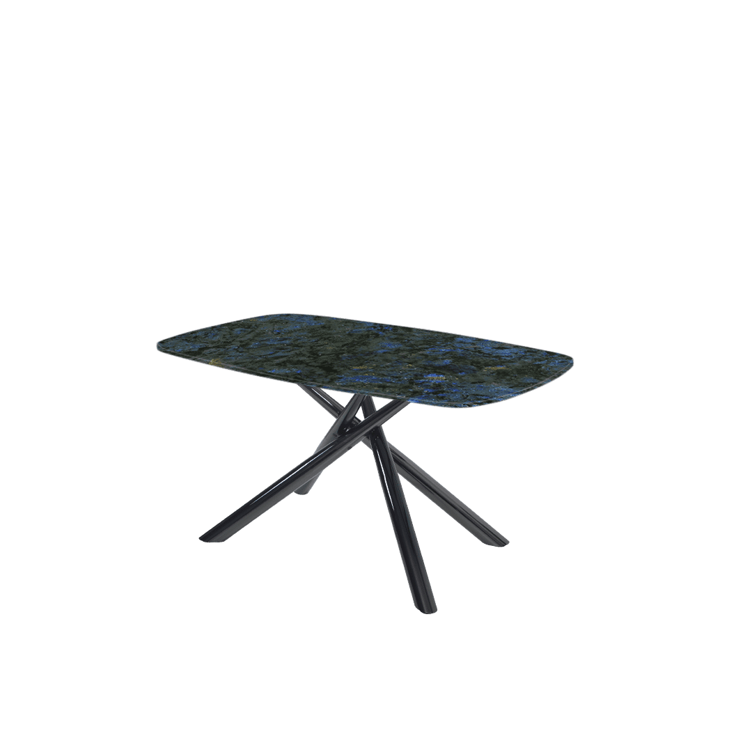 Rectangular Marble Dining Table 1.5×0.9m | Black Glossy Spider Base