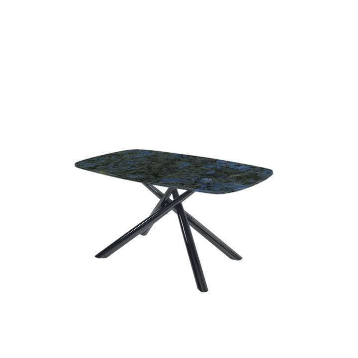 Rectangular Marble Dining Table 1.5×0.9m | Black Glossy Spider Base