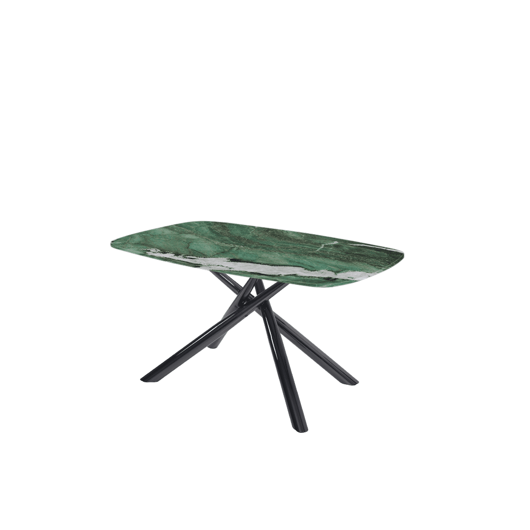 Rectangular Marble Dining Table 1.5×0.9m | Black Glossy Spider Base