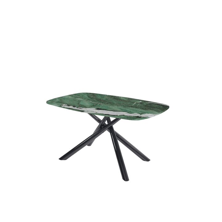 Rectangular Marble Dining Table 1.5×0.9m | Black Glossy Spider Base