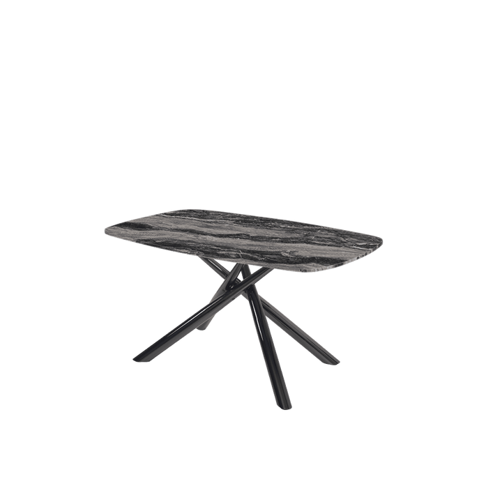 Rectangular Marble Dining Table 1.5×0.9m | Black Glossy Spider Base