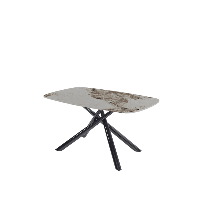 Rectangular Marble Dining Table 1.5×0.9m | Black Glossy Spider Base