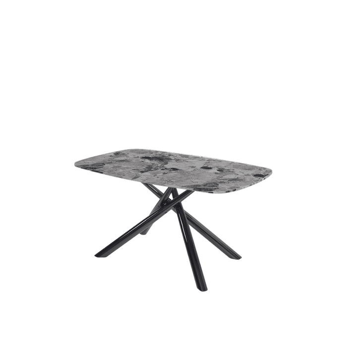 Rectangular Marble Dining Table 1.5×0.9m | Black Glossy Spider Base