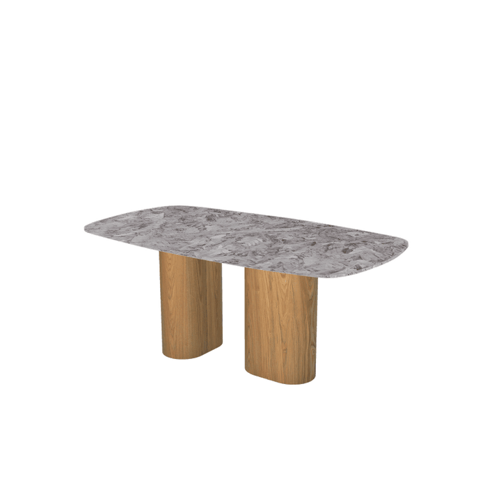 Rectangular Marble Dining Table 1.8×1.0m | Ash Wood Block Base