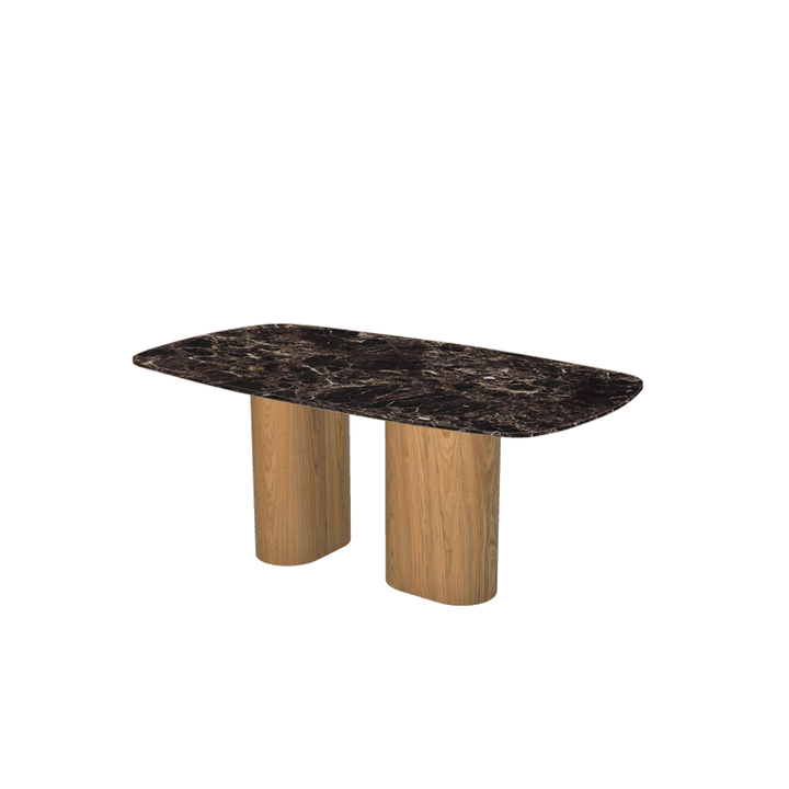 Rectangular Marble Dining Table 1.8×1.0m | Ash Wood Block Base