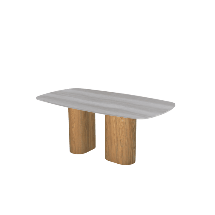 Rectangular Marble Dining Table 1.8×1.0m | Ash Wood Block Base