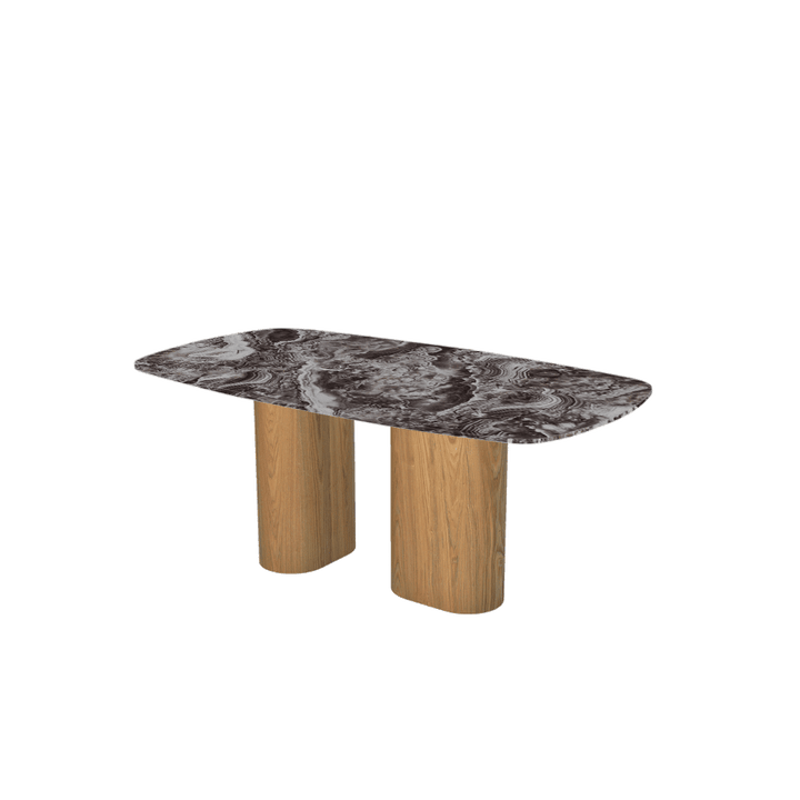 Rectangular Marble Dining Table 1.8×1.0m | Ash Wood Block Base