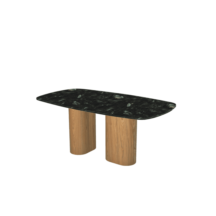 Rectangular Marble Dining Table 1.8×1.0m | Ash Wood Block Base