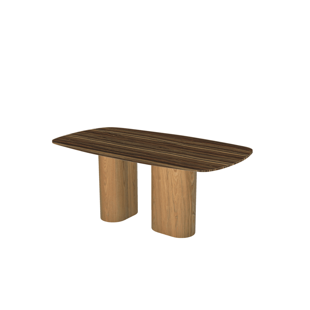 Rectangular Marble Dining Table 1.8×1.0m | Ash Wood Block Base