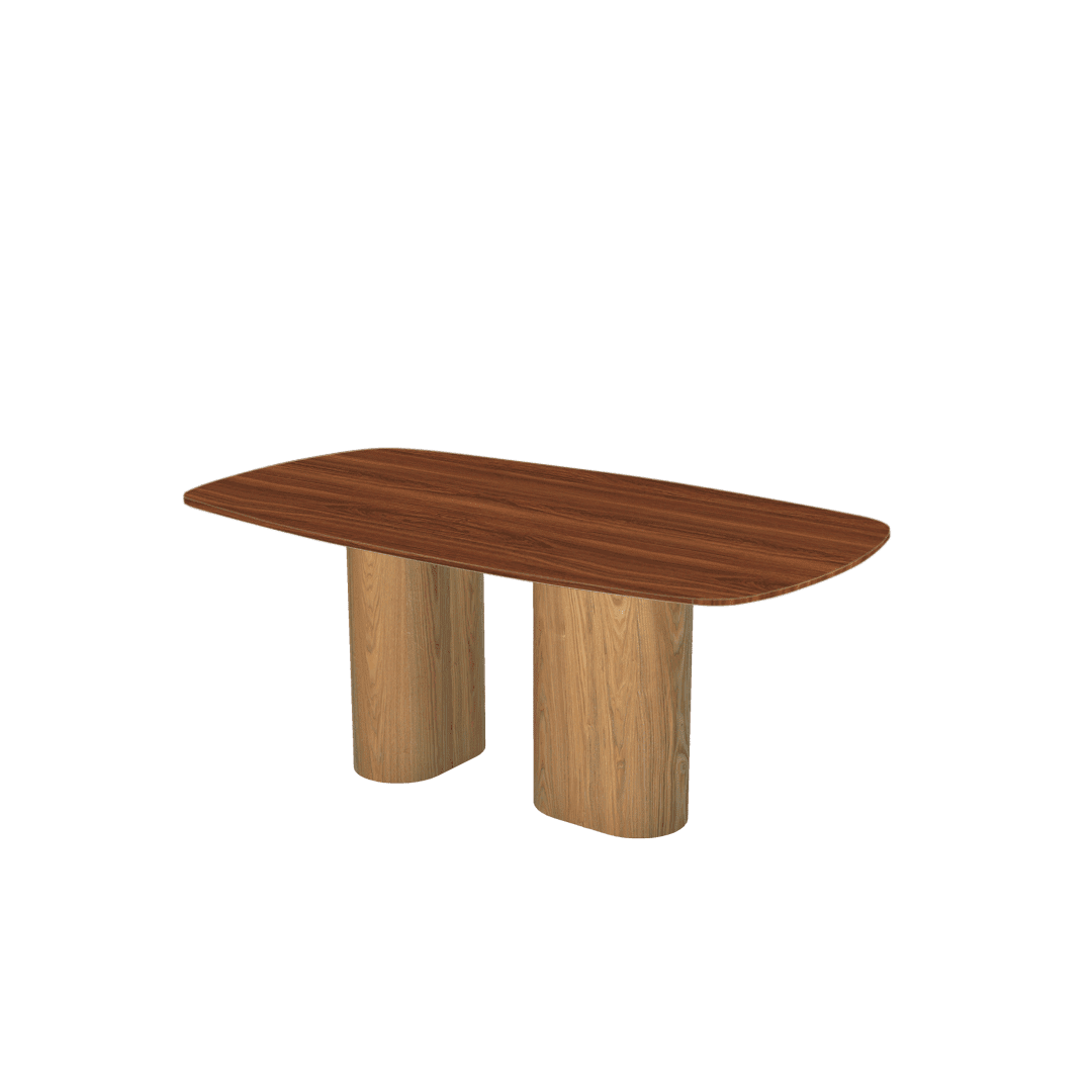 Rectangular Marble Dining Table 1.8×1.0m | Ash Wood Block Base