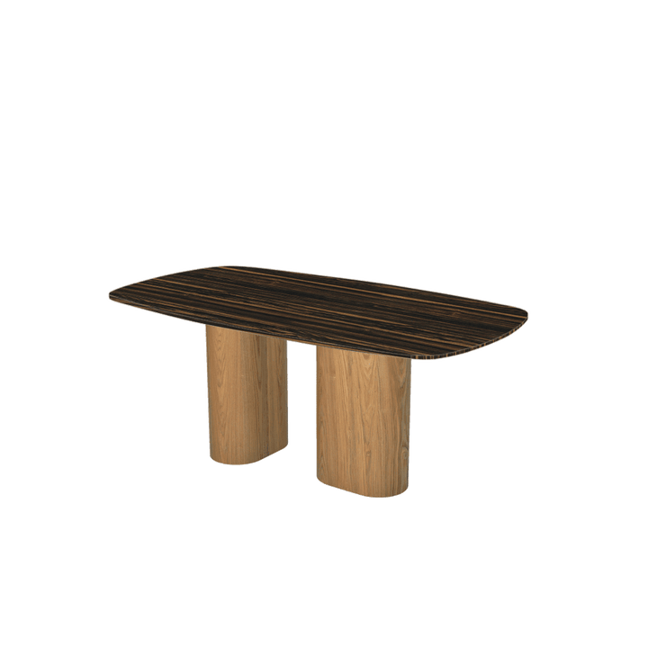 Rectangular Marble Dining Table 1.8×1.0m | Ash Wood Block Base