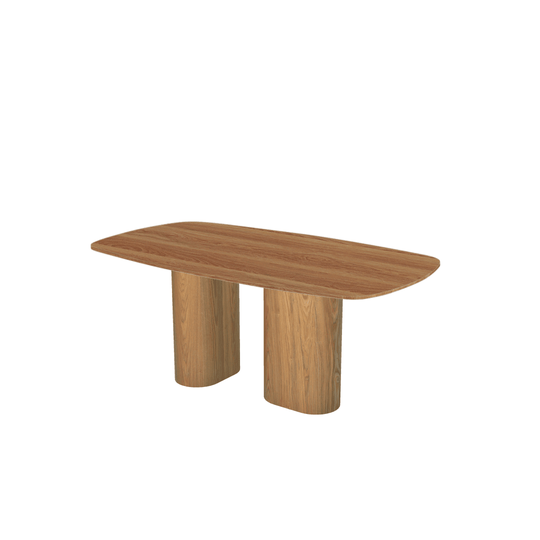 Rectangular Marble Dining Table 1.8×1.0m | Ash Wood Block Base