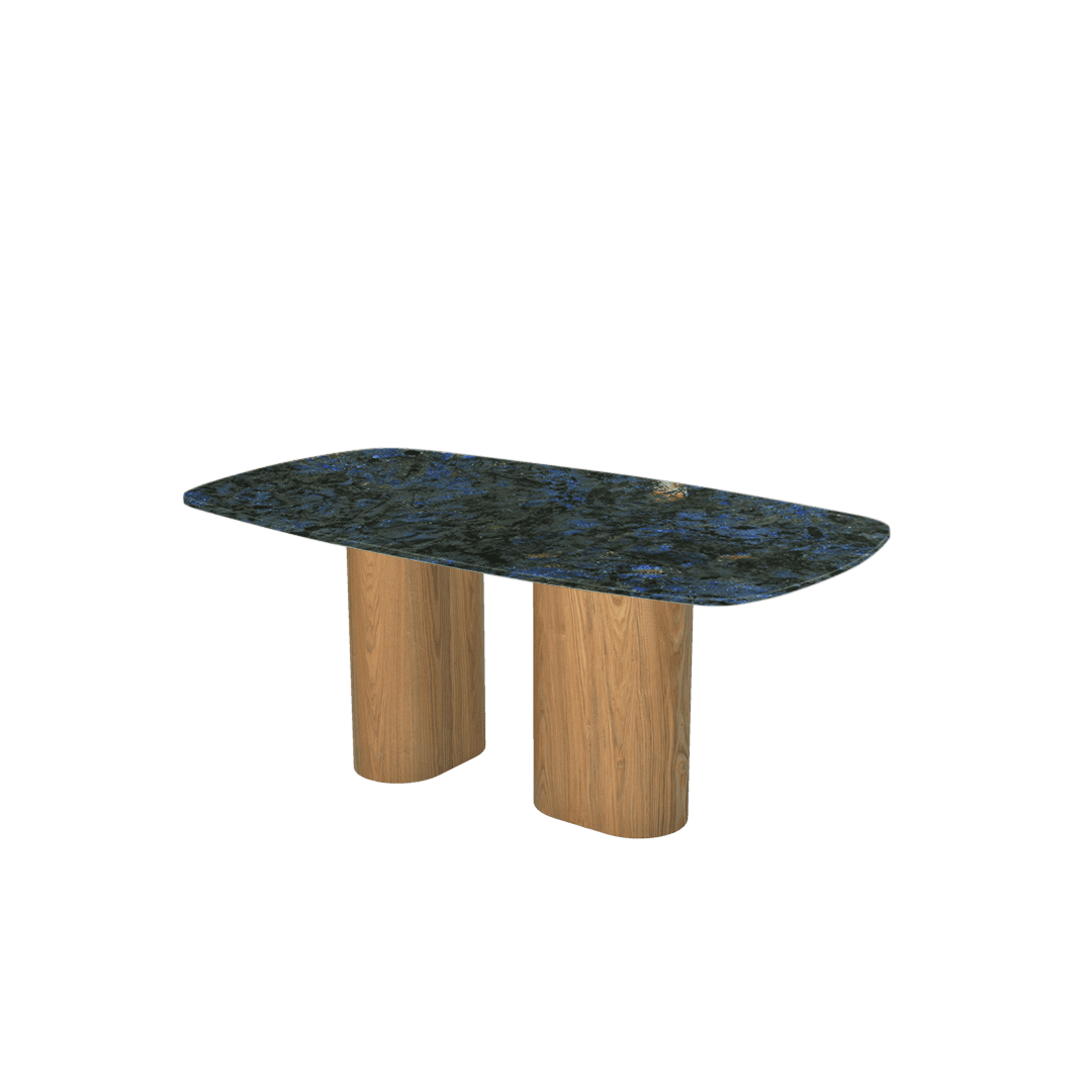 Rectangular Marble Dining Table 1.8×1.0m | Ash Wood Block Base