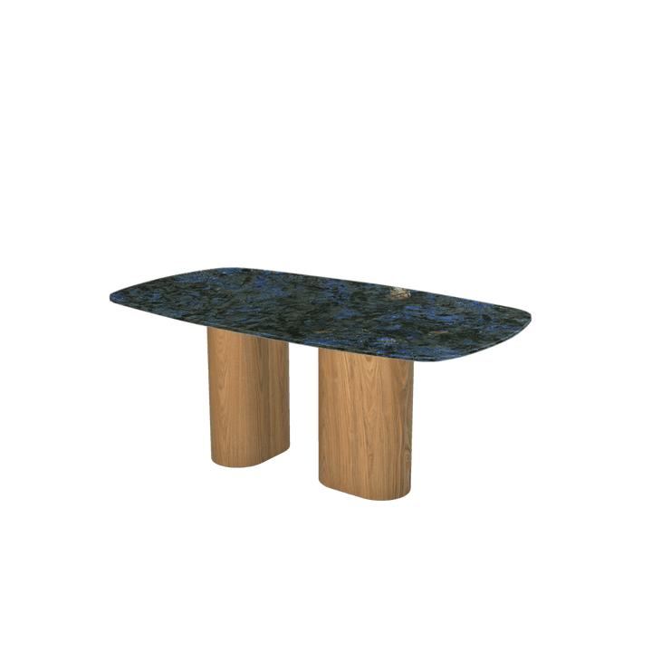 Rectangular Marble Dining Table 1.8×1.0m | Ash Wood Block Base