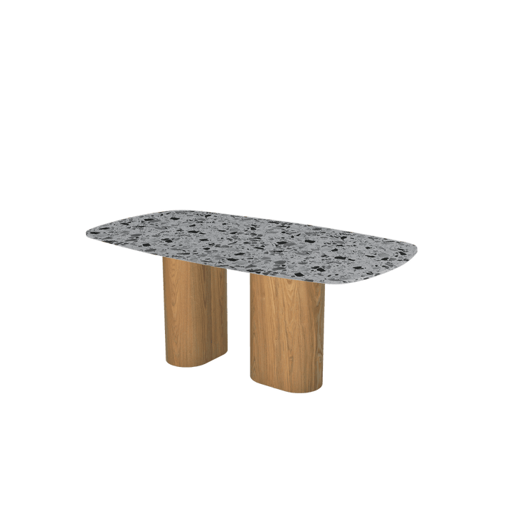 Rectangular Marble Dining Table 1.8×1.0m | Ash Wood Block Base