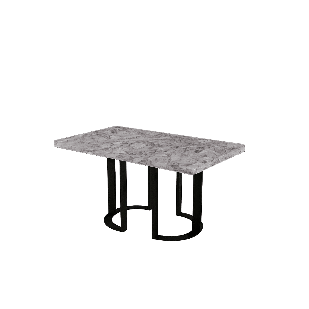 Rectangular Marble Dining Table 1.5×0.9m | Black Metal Loop Base