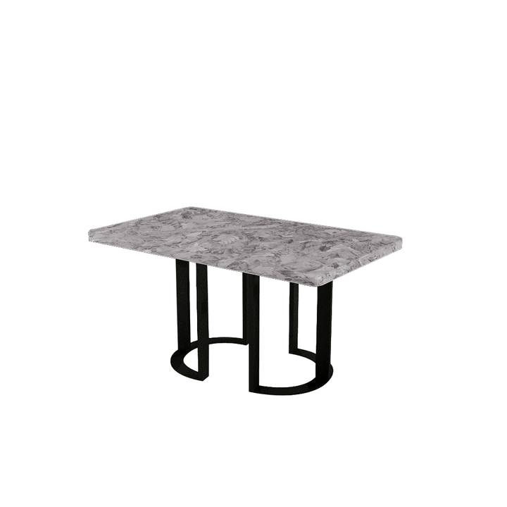 Rectangular Marble Dining Table 1.5×0.9m | Black Metal Loop Base